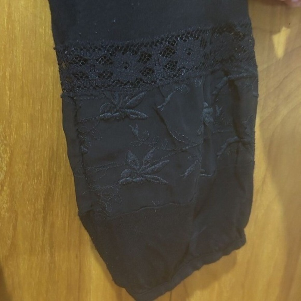 Cupio Black Blouse-Sz L-Mesh Floral Front-Lace-Boho-Fairy Grunge-Whimsigoth - Picture 5 of 12